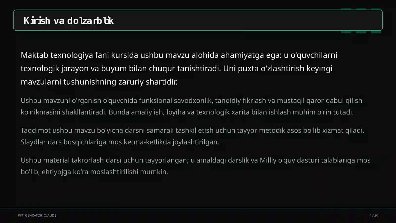 Ishlab chiqarish texnologiyalari va avtomatlashtirish (10-sinf) 4