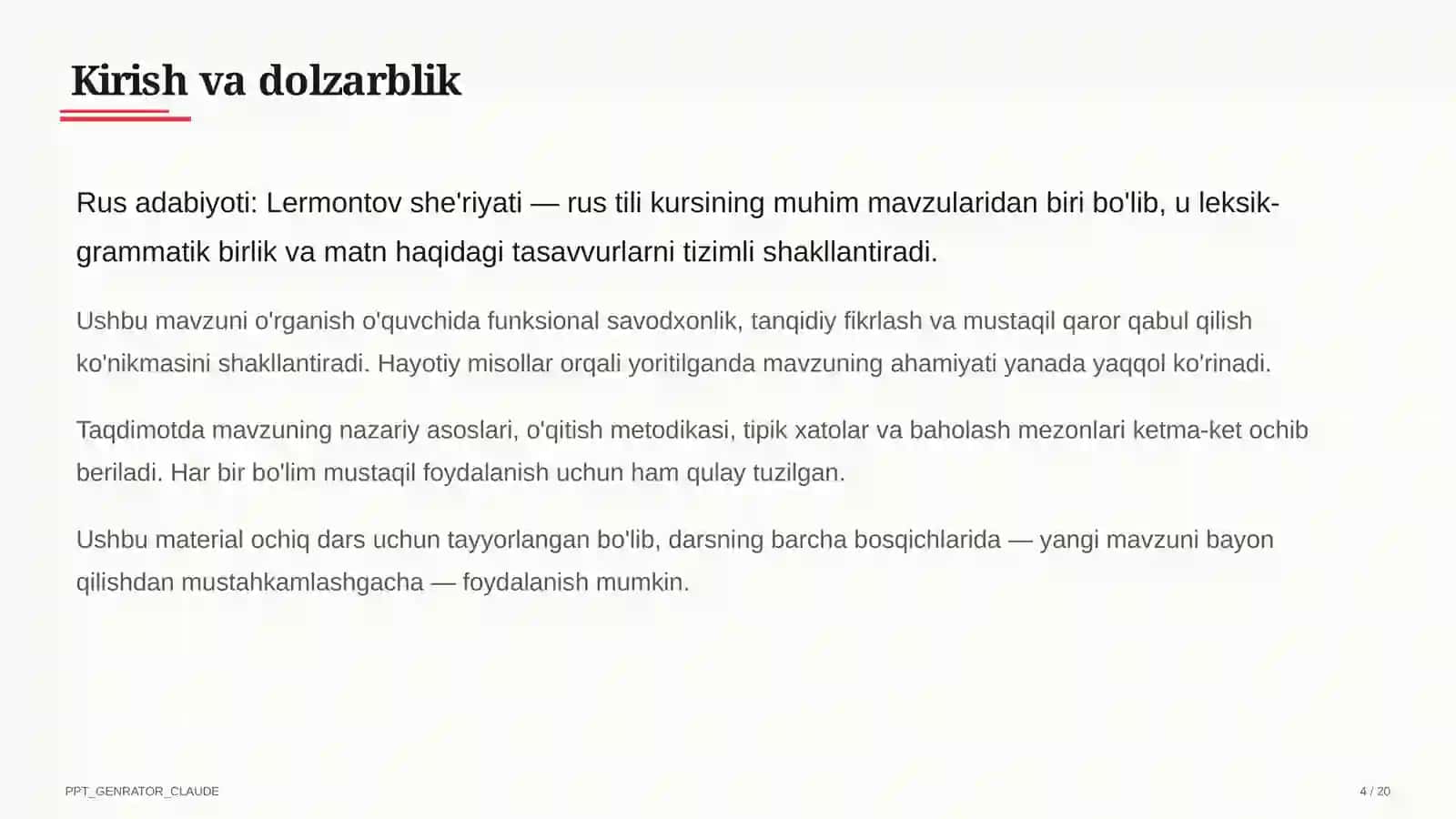 Lermontov she'riyati (9-sinf) 4