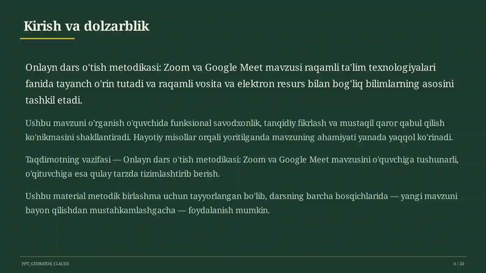 Onlayn dars o'tish metodikasi: Zoom va Google Meet 4