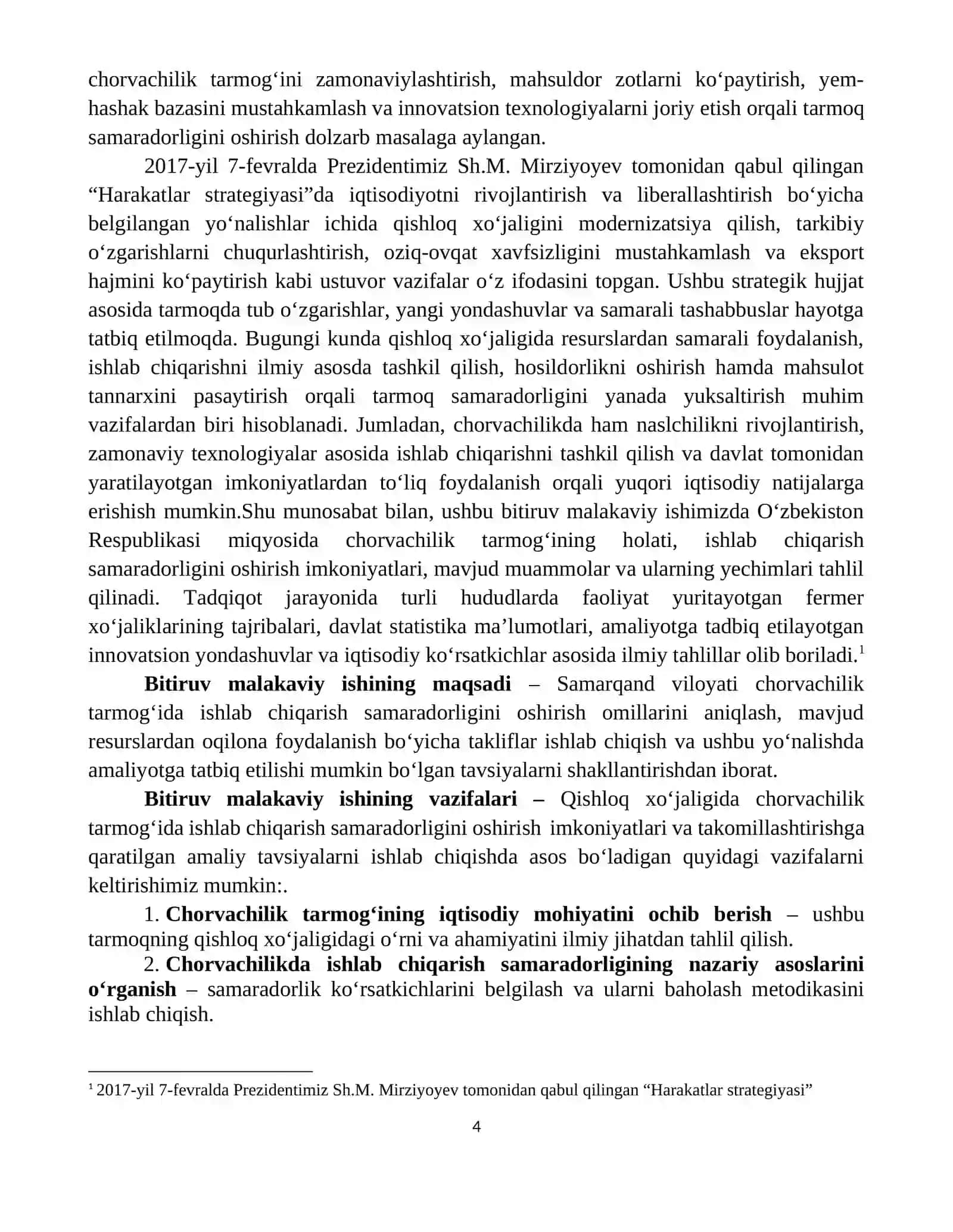 Chorvachilik tarmog’ida ishlab chiqarish samaradorligini oshirish imkoniyatlari 4