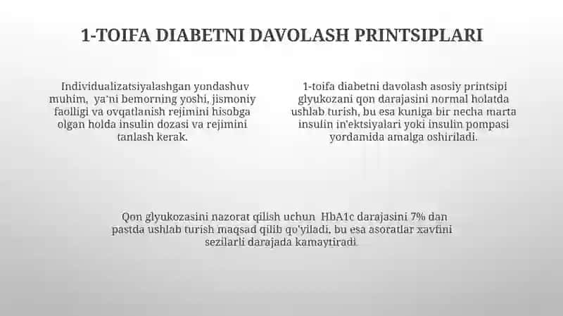 Qandli diabetni davolash prinsiplari 4