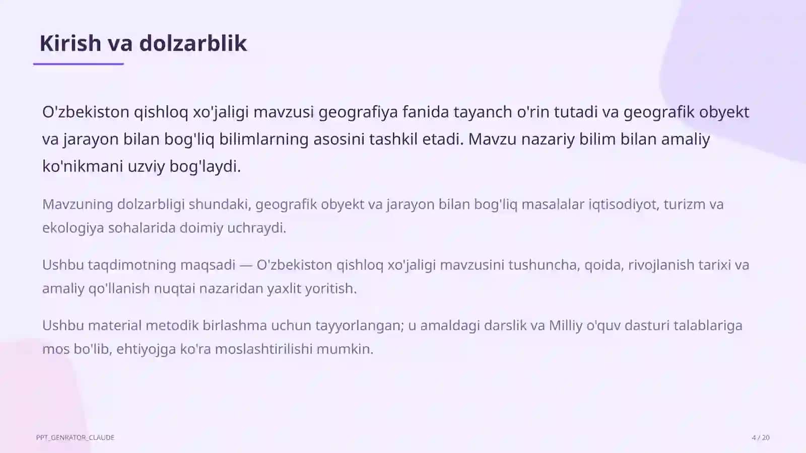 O'zbekiston qishloq xo'jaligi (9-sinf) 4
