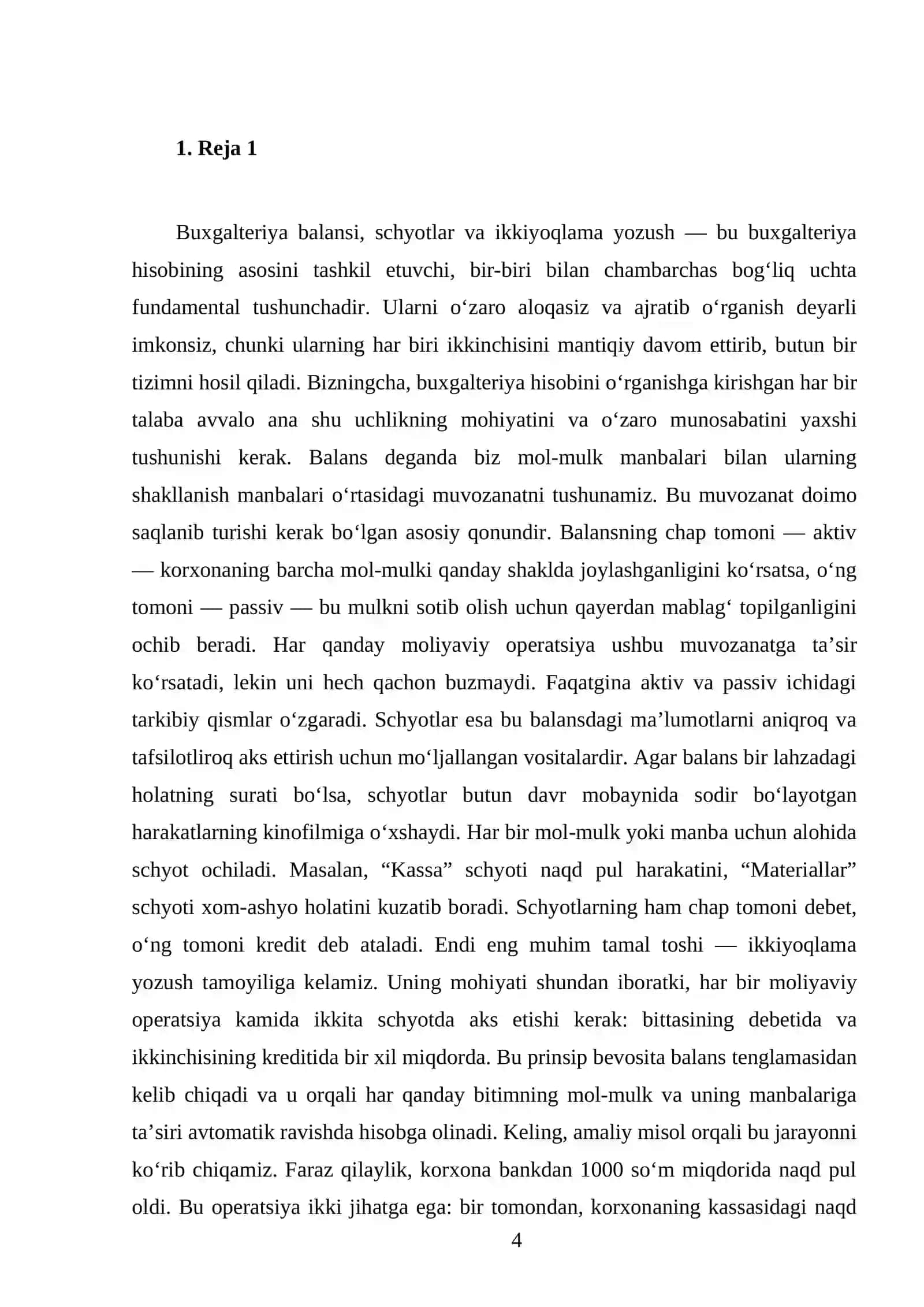 Buxgalteriya balansi, schyotlar va ikkiyoqlama yozuv 4