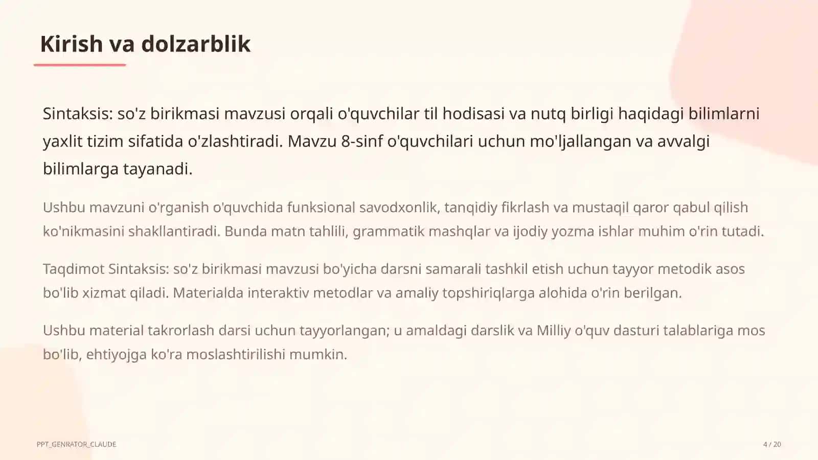 Sintaksis: so'z birikmasi (8-sinf) 4