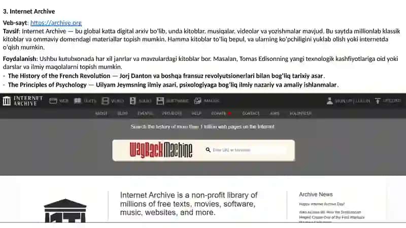 ELEKTRON KUTUBXONALAR BILAN ISHLASH VA FOYDALANISHNING TARIXICHILAR UCHUN AHAMIYATI 4