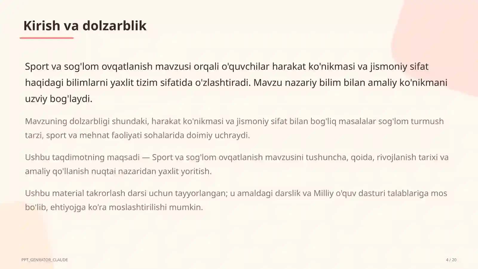 Sport va sog'lom ovqatlanish (8-sinf) 4