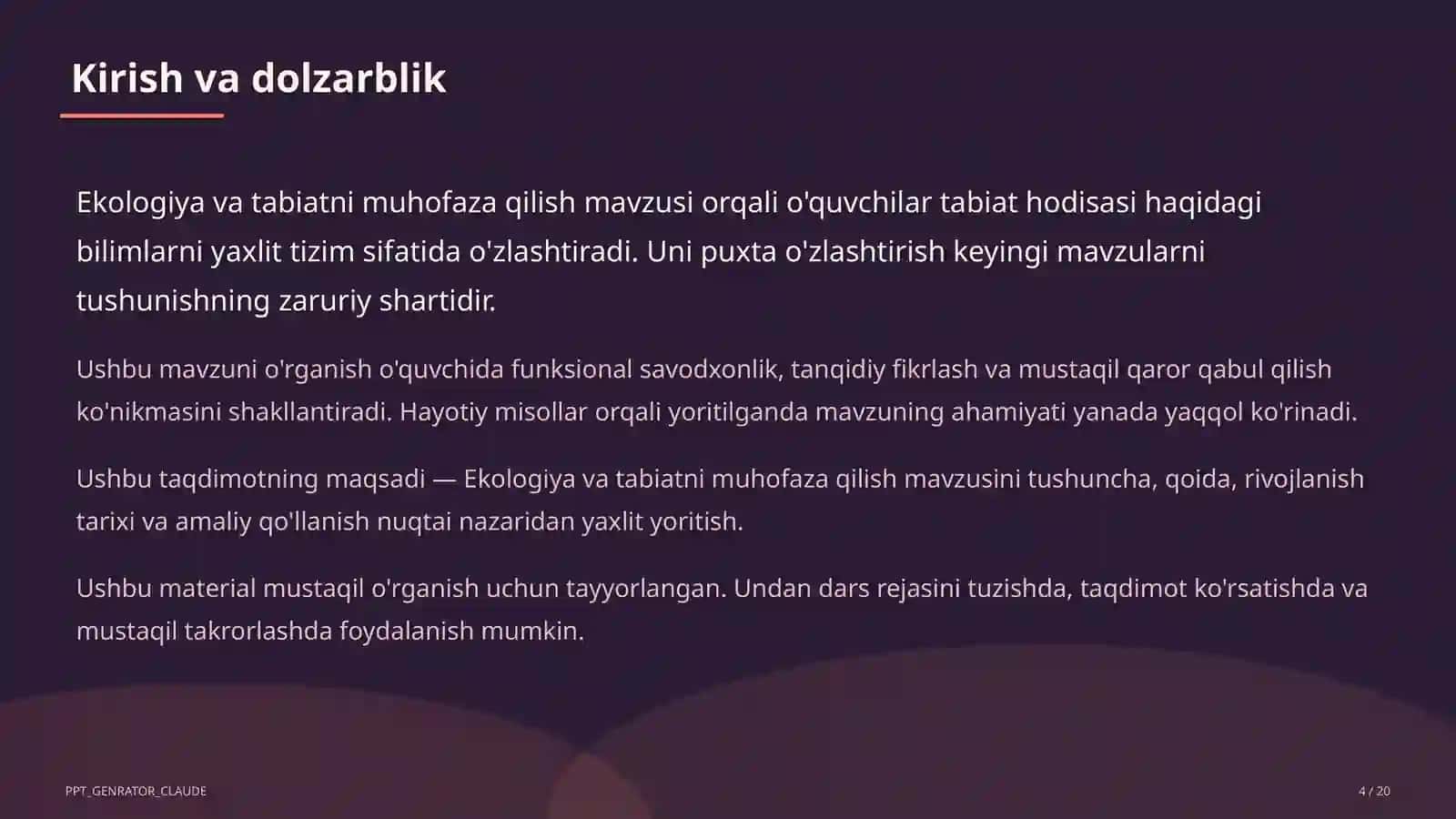 Ekologiya va tabiatni muhofaza qilish (4-sinf) 4
