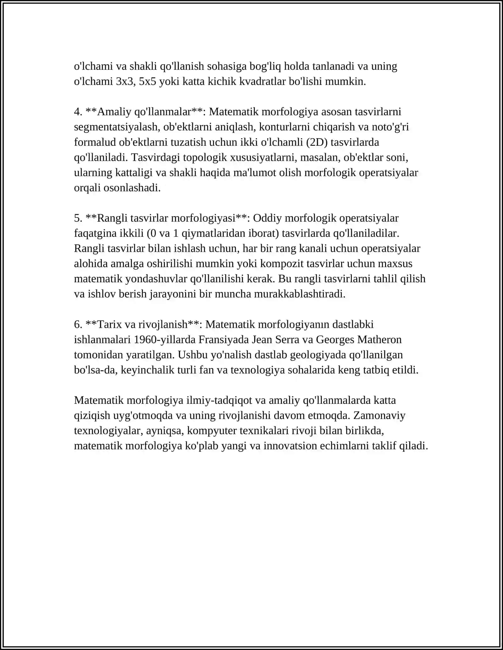 UCH O'LCHOVLI OB'EKTLAR UCHUN MATEMATIK MORFOLOGIYA USULLARINI AMALGA OSHIRISH 4