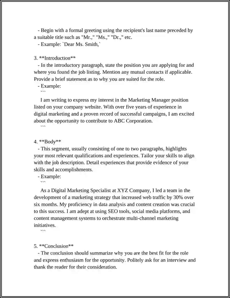Structure and format of an application letter 4