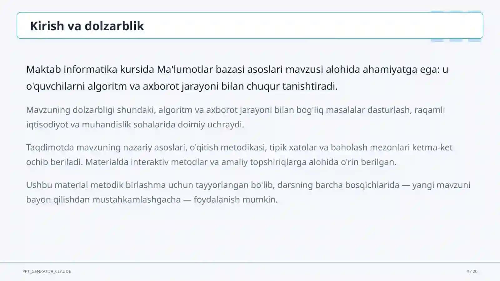 Ma'lumotlar bazasi asoslari (9-sinf) 4