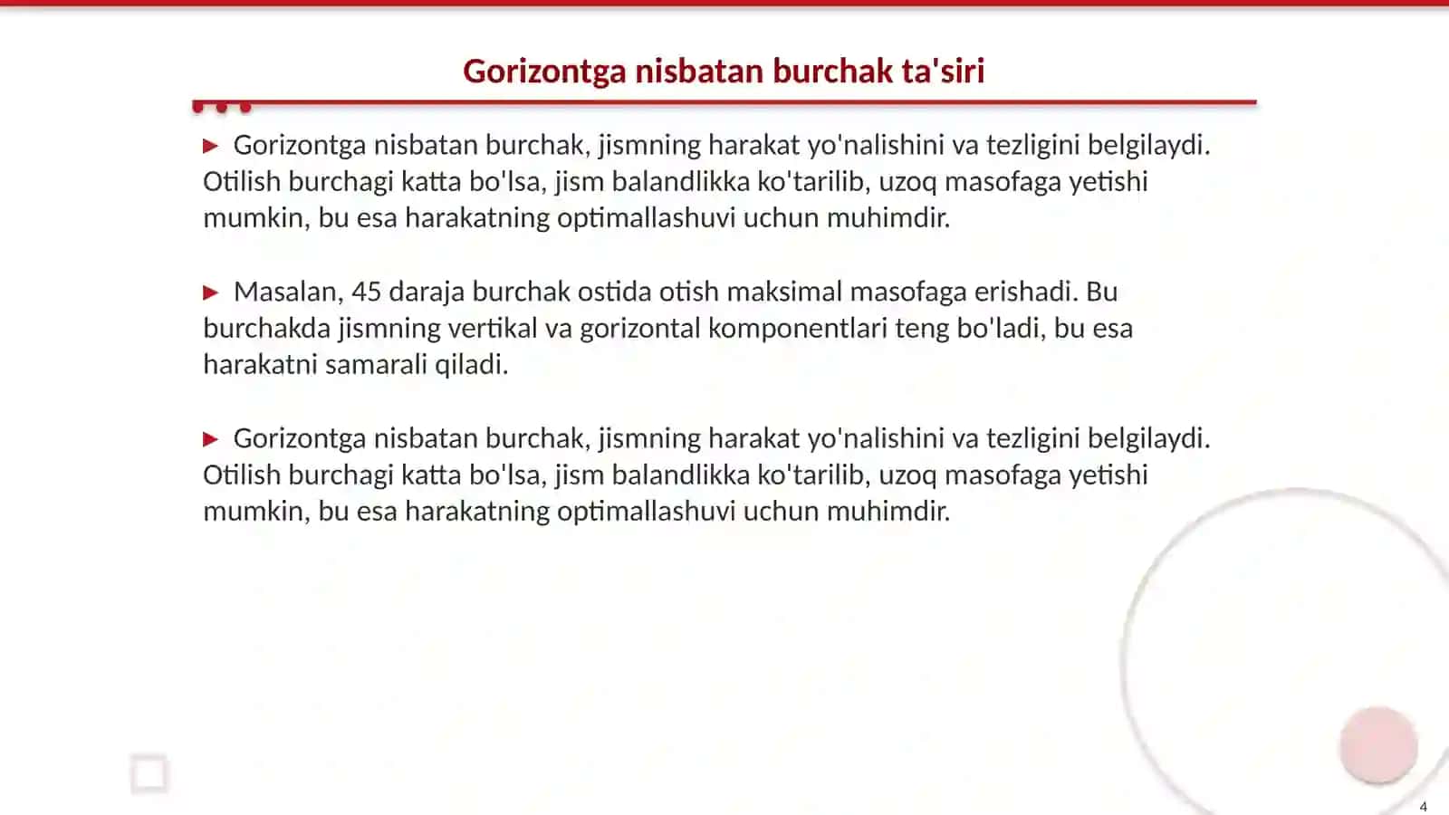 Jism harakati asoslari va fizik qonunlar 4