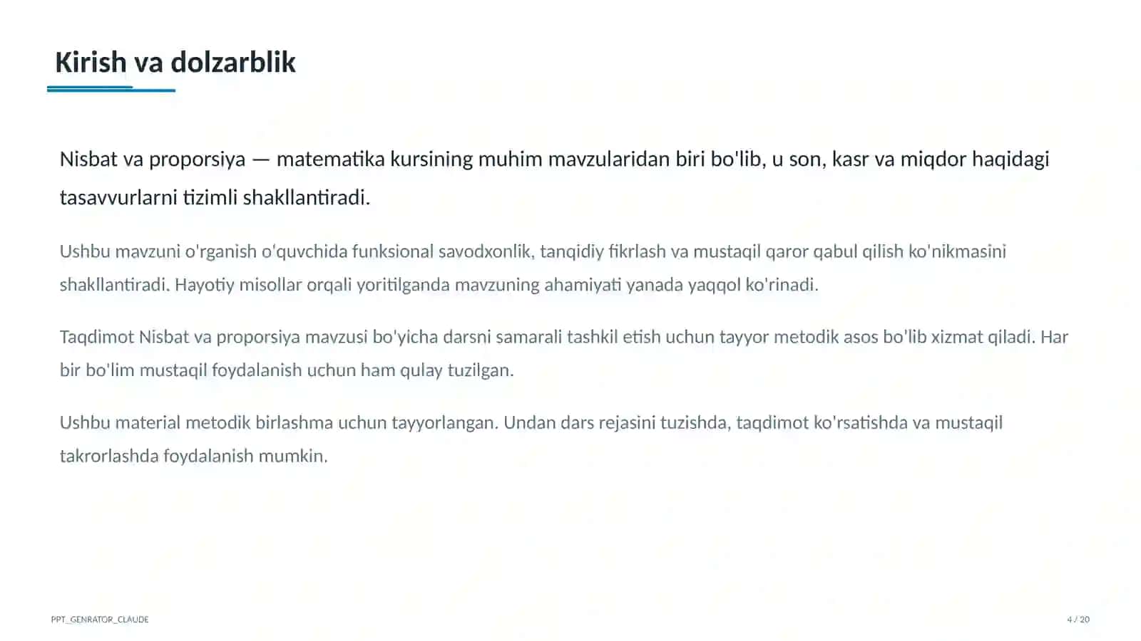 Nisbat va proporsiya (6-sinf) 4
