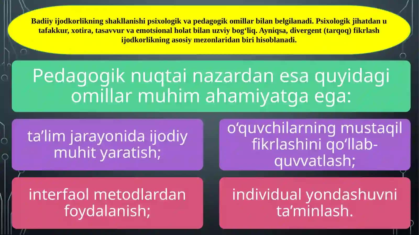 Baddiy ijodkorlik sifatlarini rivojlantirishning samarali yo’llari 4