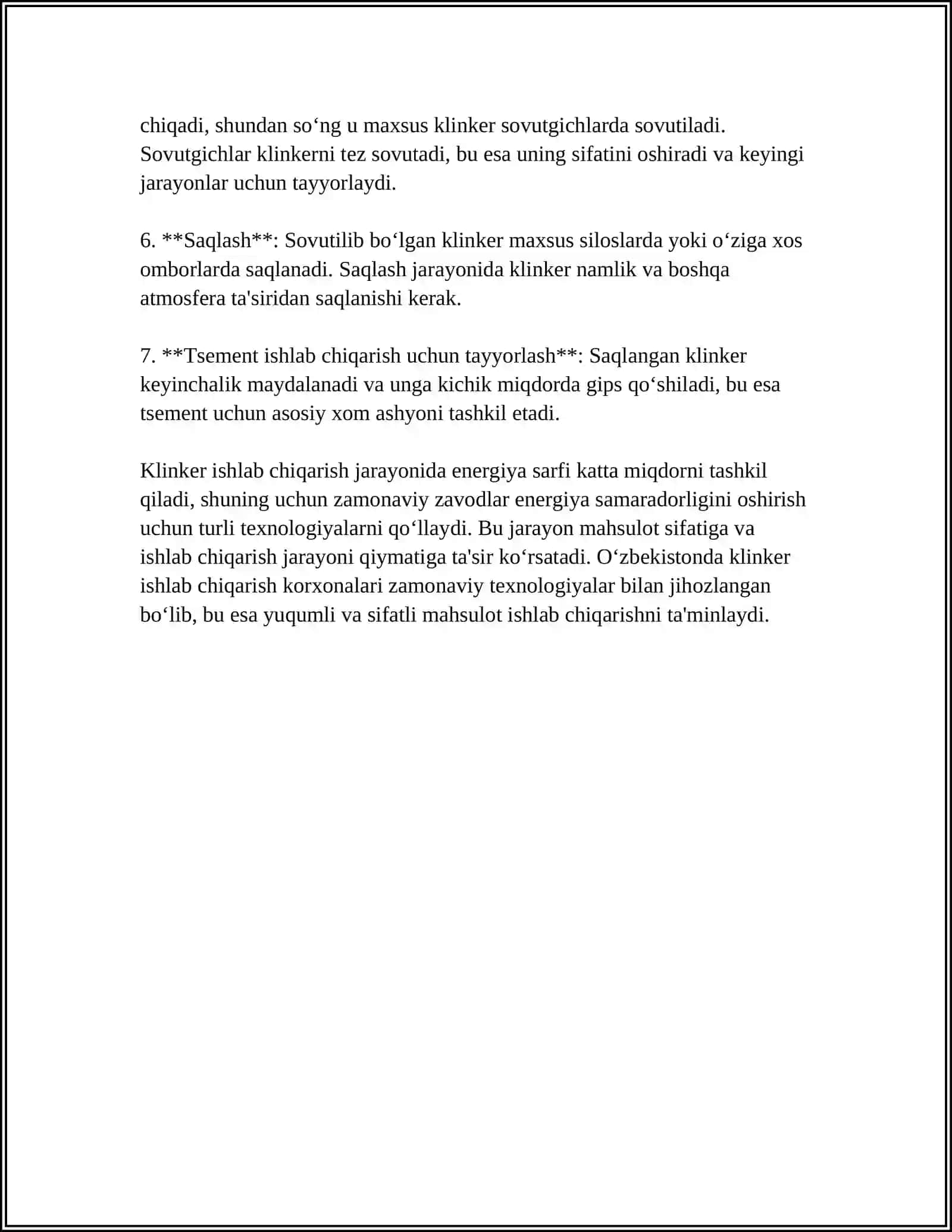 KLINKERNING TAYYORLASH TENALOGIYASI 4