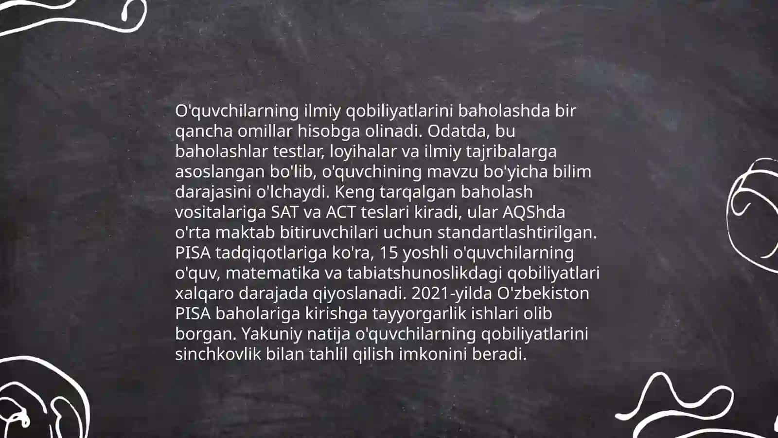 Ta'lim olganlikni tashxis etish turlari STEAM 4