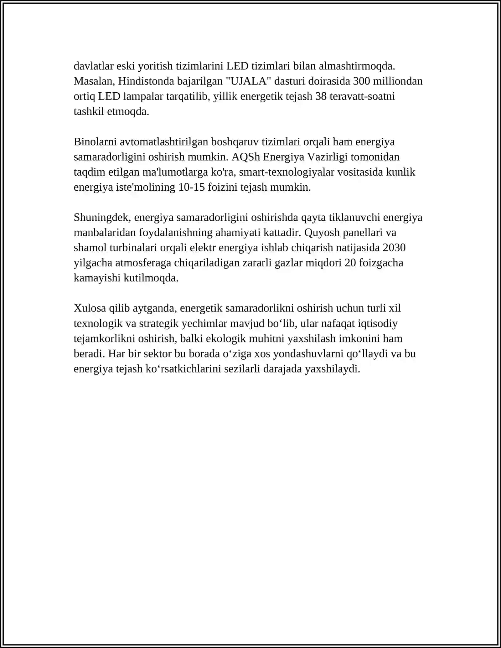 ENERGIYA SARFINI KAMAYTIRISH UCHUN UMUMIY XARAJATLARNI TAHLIL QILISH USULLARI 4