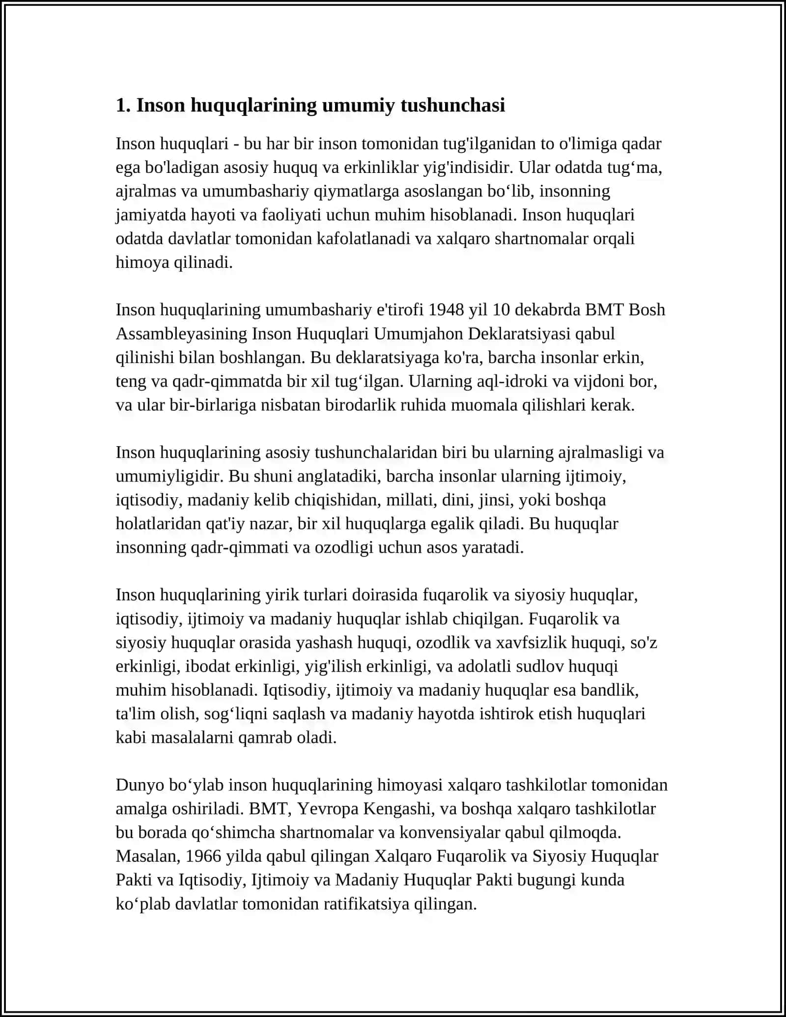 Inson va Fuqarolarning Asosiy Huquqlari, Erkinliklari va Burchlari 4