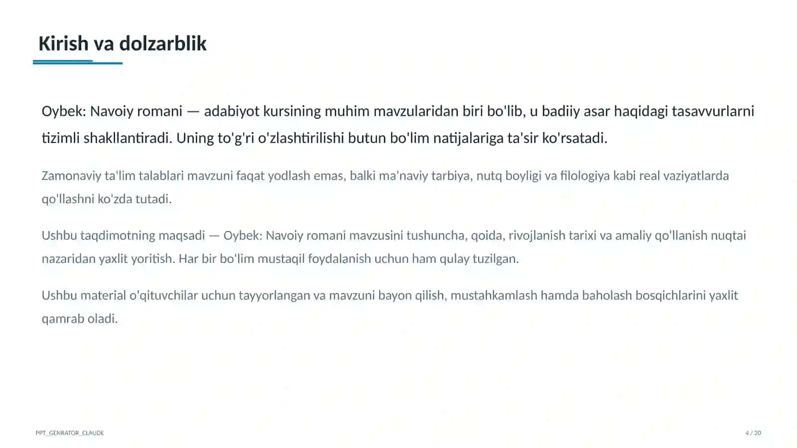 Oybek: Navoiy romani (10-sinf) 4