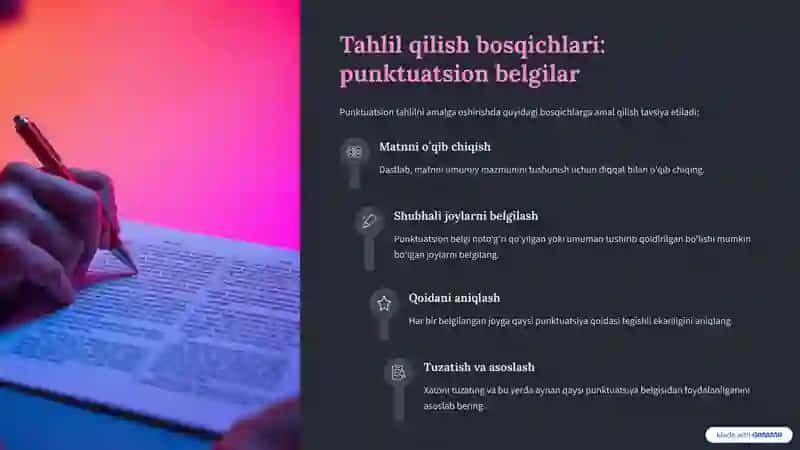 Punktuatsion Tahlil Koʻrinishidagi Yozma Ishlarni Bajarish: Samarali Qoʻllanma 4