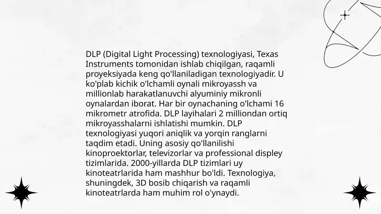 Zamonaviy tashqi qurilmalarning turlari. Raqmli prektorlar(DLP) 4