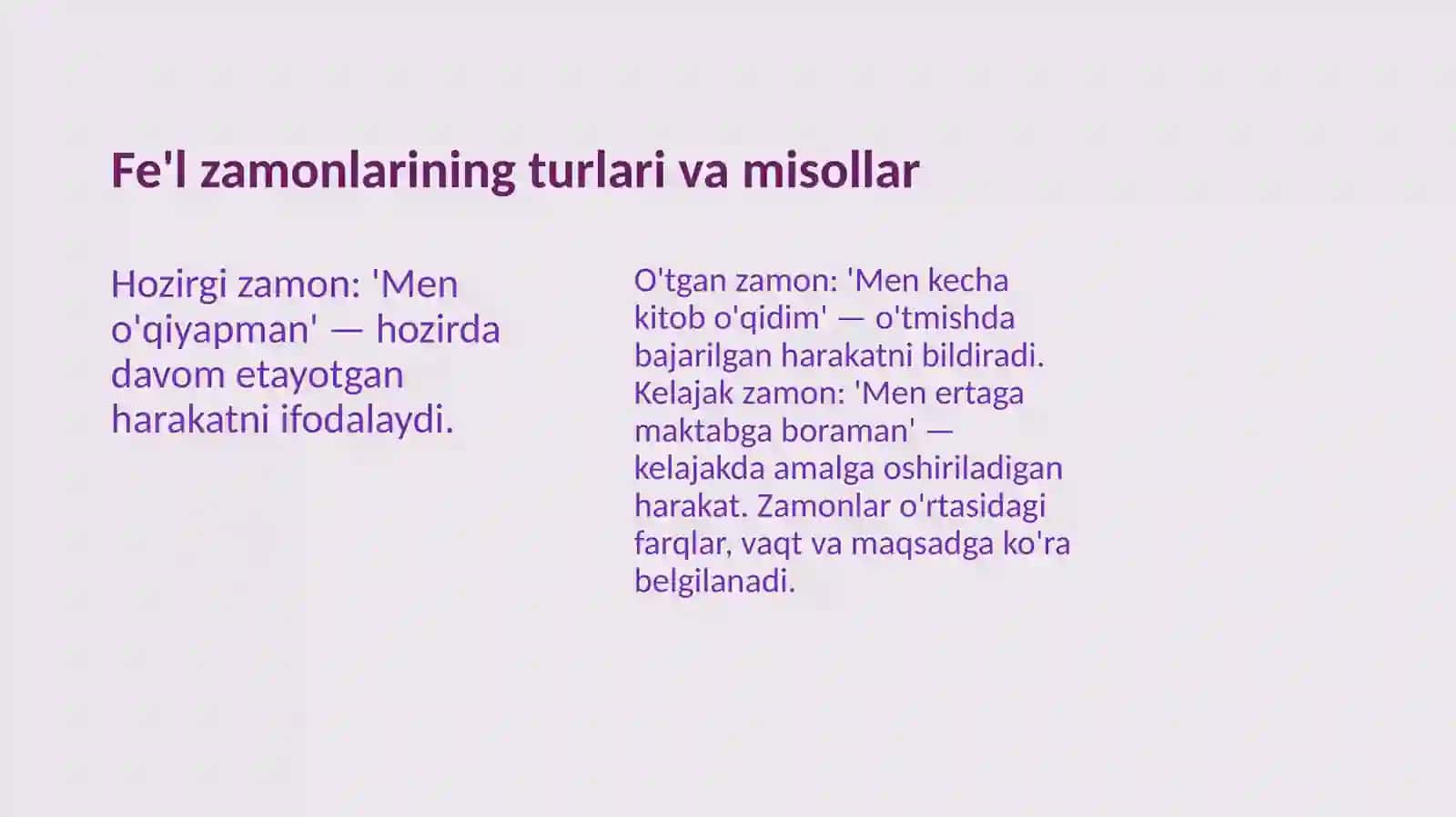 Fe'l zamonlari va ularning asosiy turlari 4