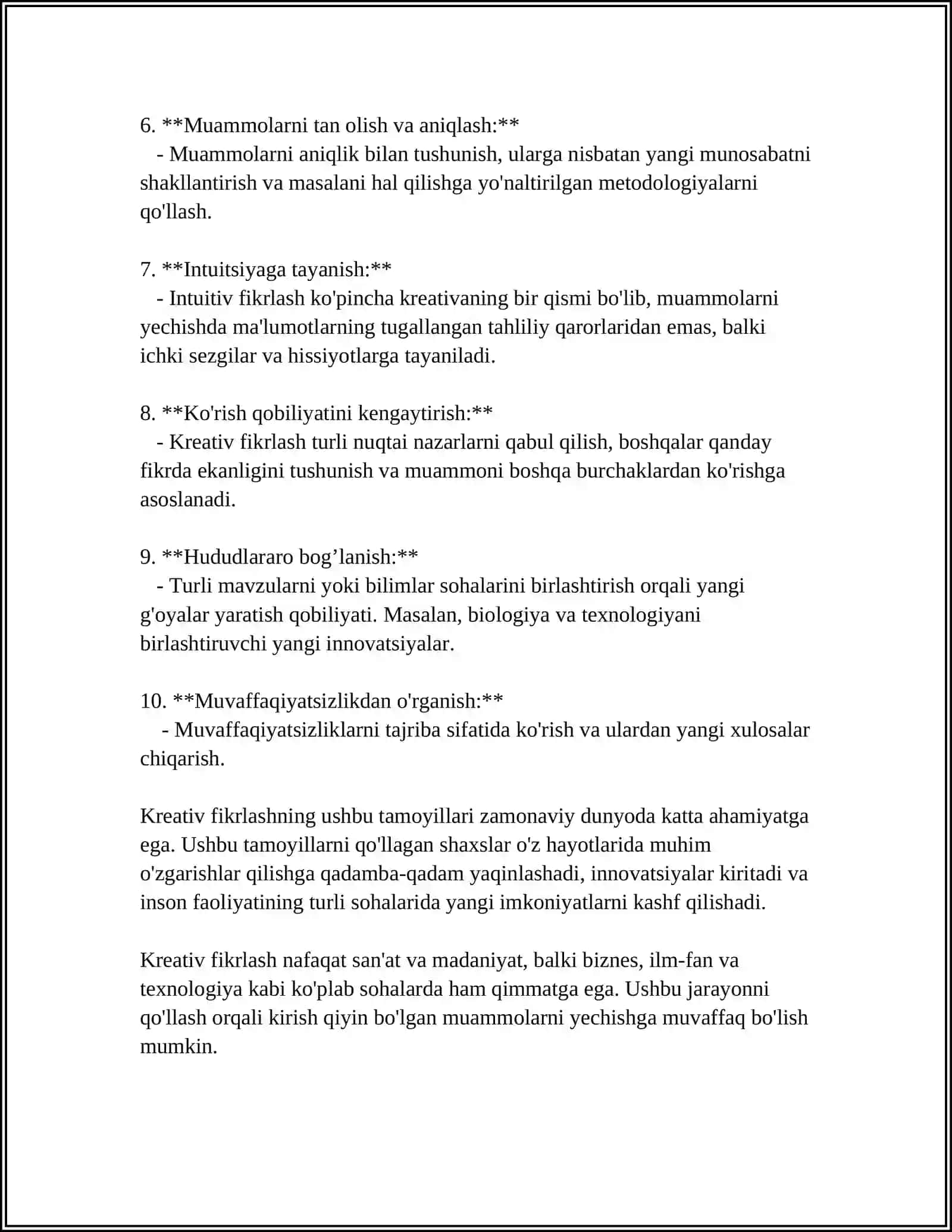 KREATIV FIKRLASH UNING OʻZIGA XOS XUSUSIYATLARI 4