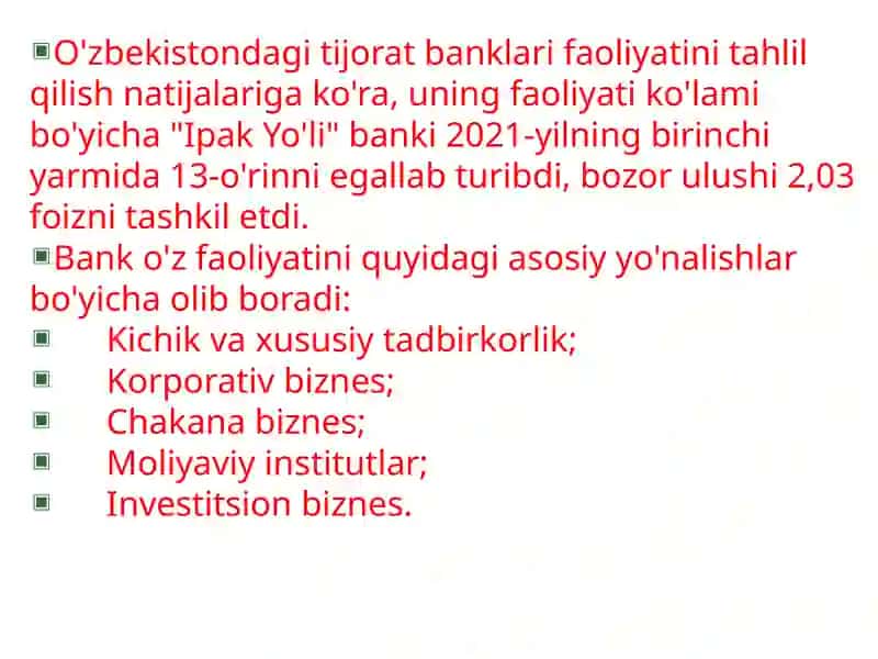 "Ipak Yo'li" aksiyadorlik innovatsiya tijorat banki 4
