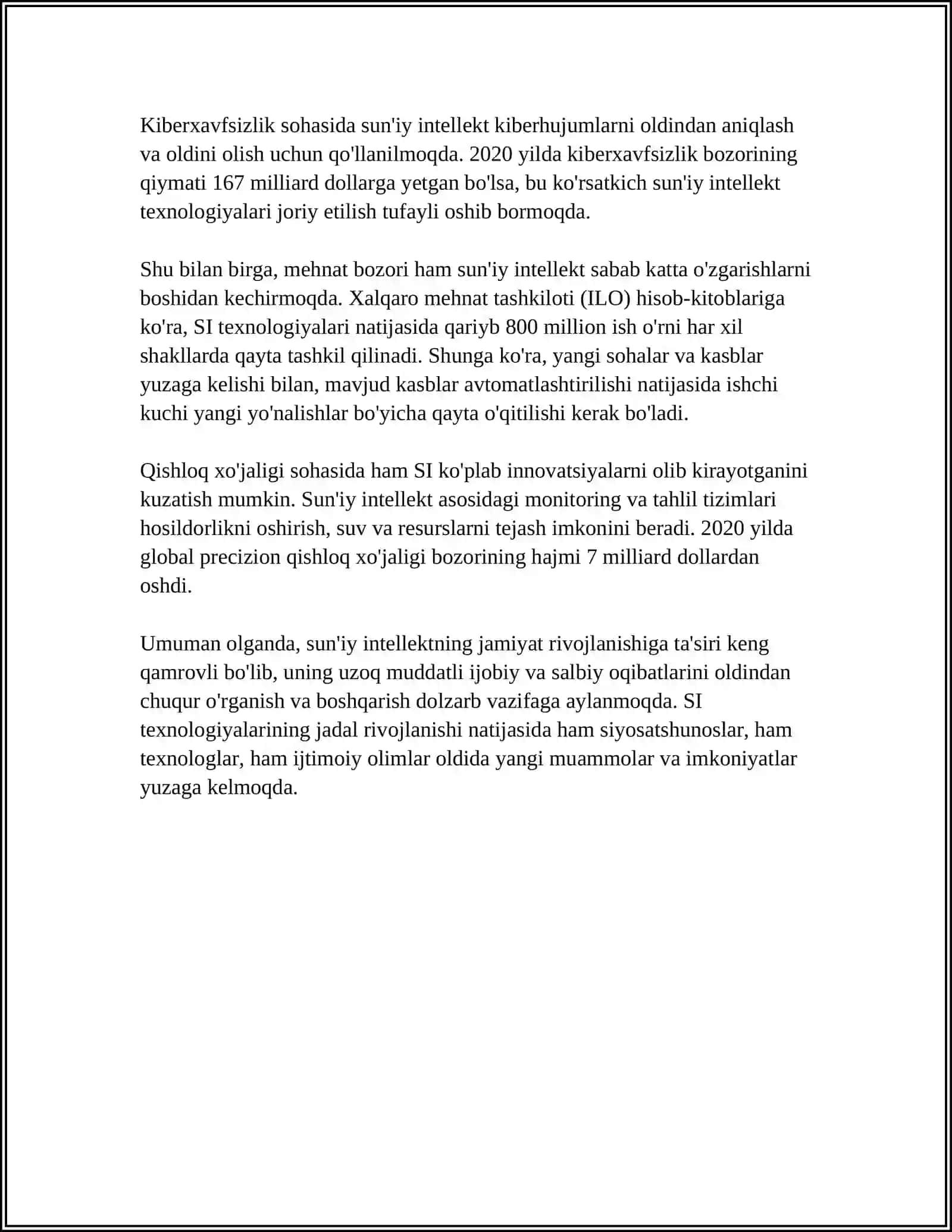 RAQAMLI TEXNOLOGIYALARNING ZAMONAVIY JAMIYAT RIVOJLANISHIGA TA’SIRI TENDENTSIYALARI (AT MUTAXASSISLARI VA ISTE’MOLCHILAR OʻRTASIDAGI TAFOVUT XAVFI) 4