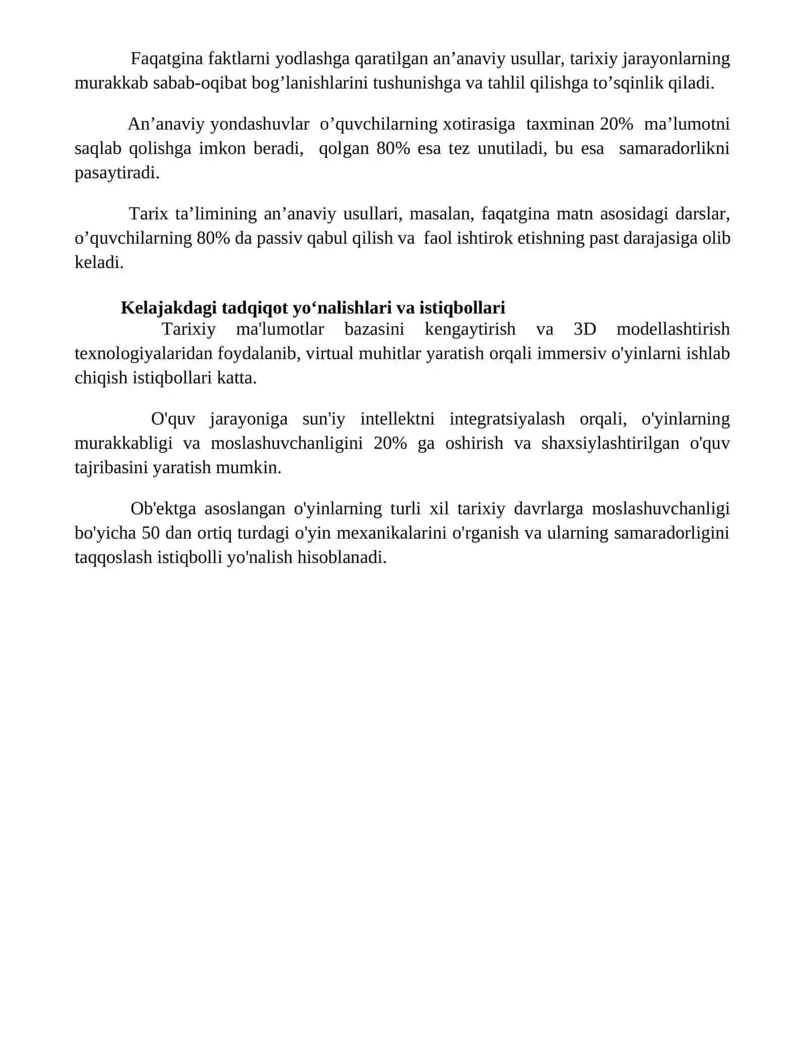 Tarix oʻqtishda pridmetli oʻyin metodllaridan foydalanish 15 list Nodirbek 4