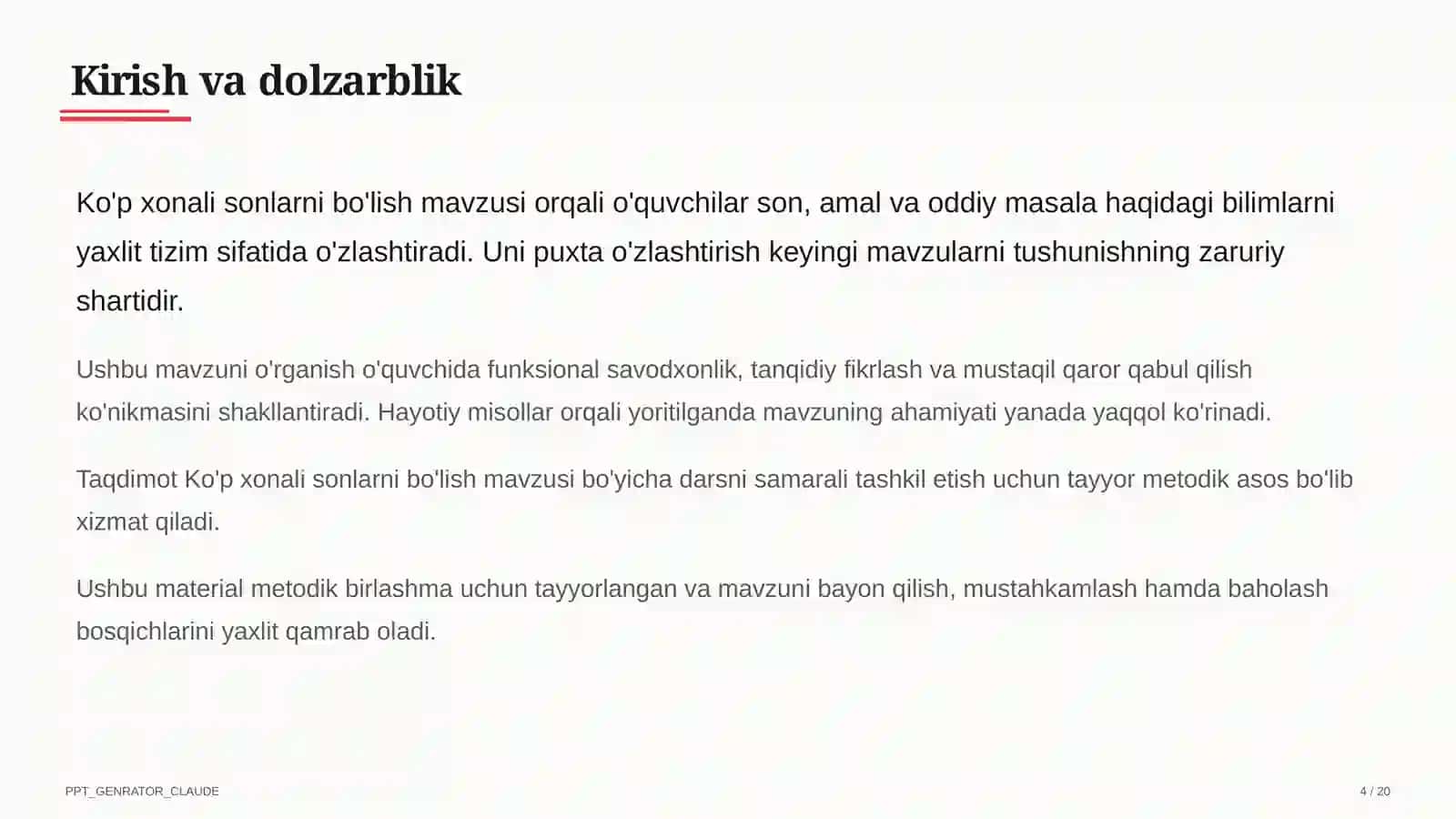 Ko'p xonali sonlarni bo'lish (4-sinf) 4