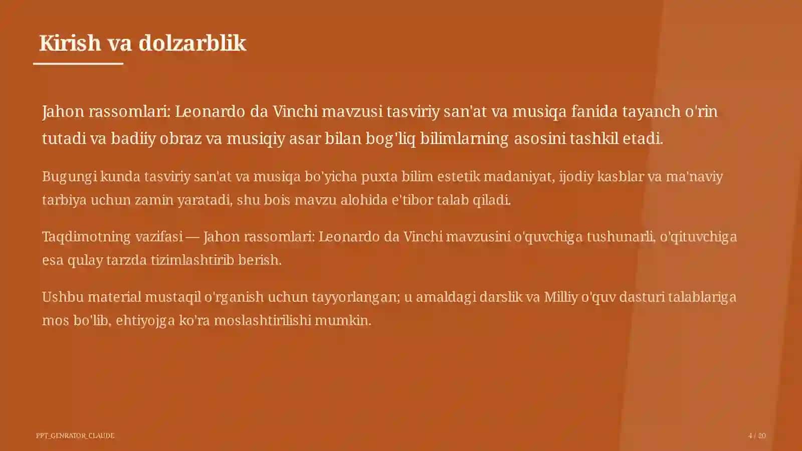 Jahon rassomlari: Leonardo da Vinchi (7-sinf) 4