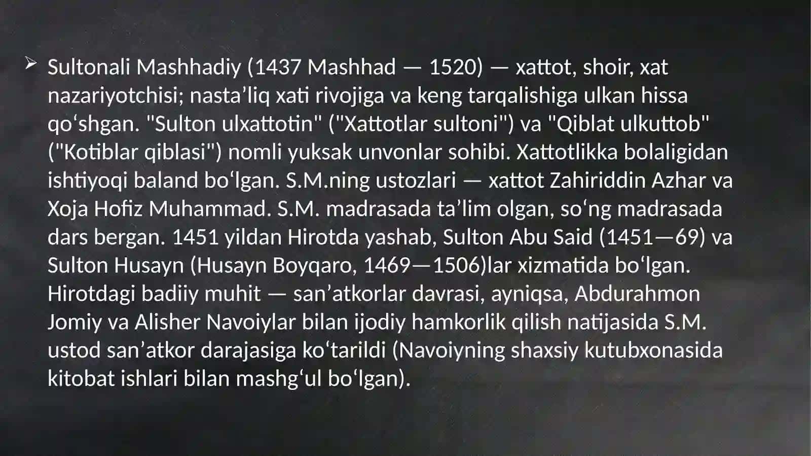 Sulton Ali Mashhadiy hayot yoʻli 4
