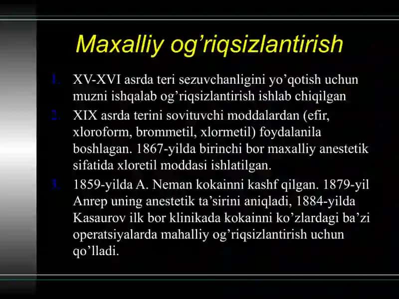Stomatologiyada og’riqsizlantirish - anesteziya 4