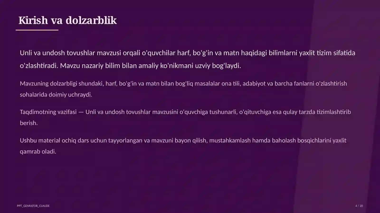 Unli va undosh tovushlar (1-sinf) 4