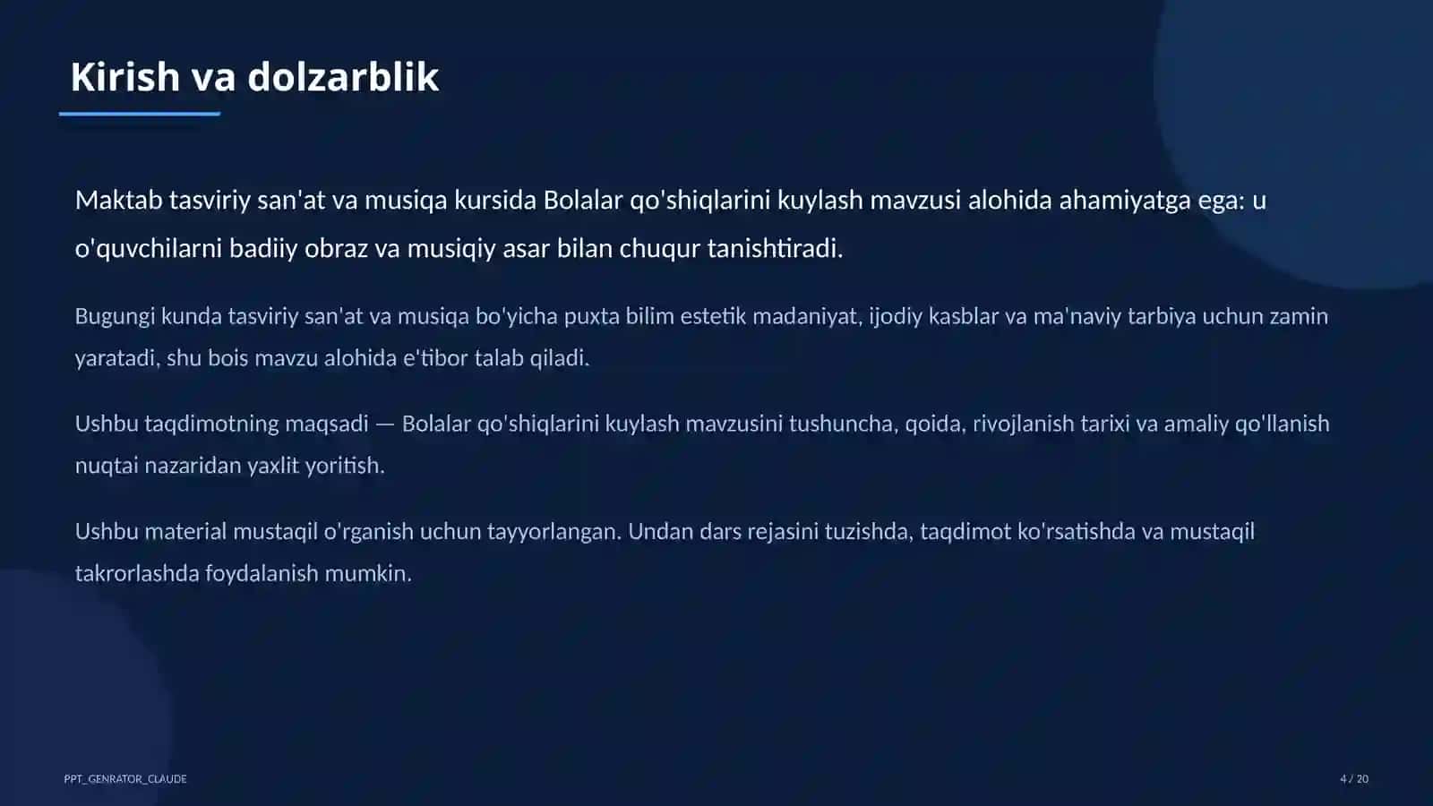 Bolalar qo'shiqlarini kuylash (1-sinf) 4