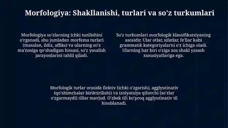 Grammatika til strukturasini oʻrganuvchi soha sifatida. Morfologiya va Sintaksis 4