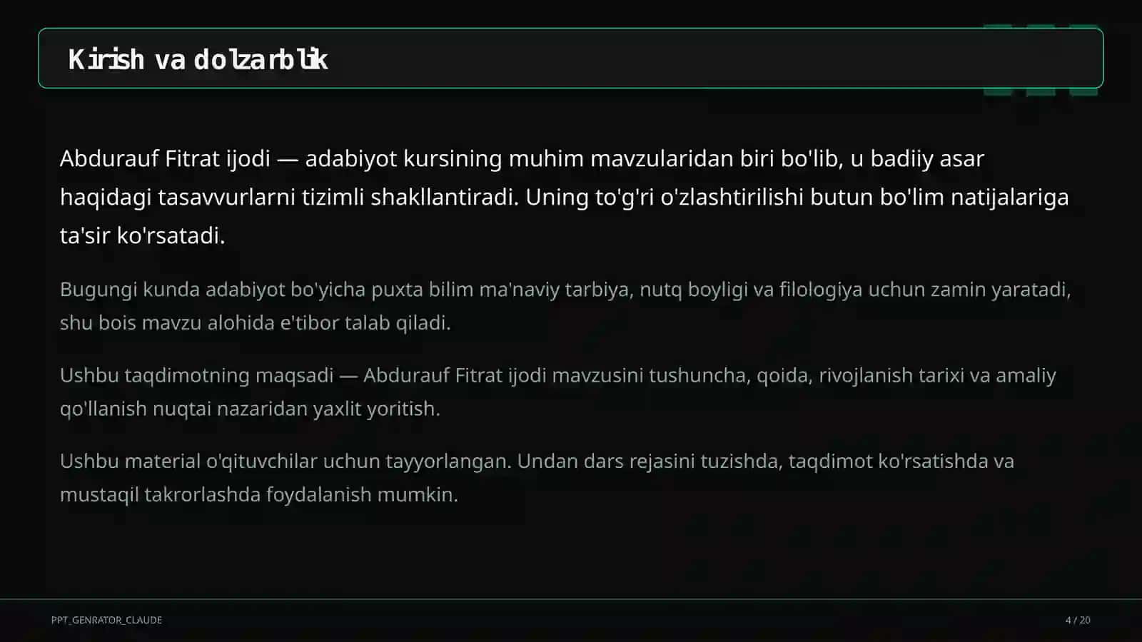 Abdurauf Fitrat ijodi (9-sinf) 4