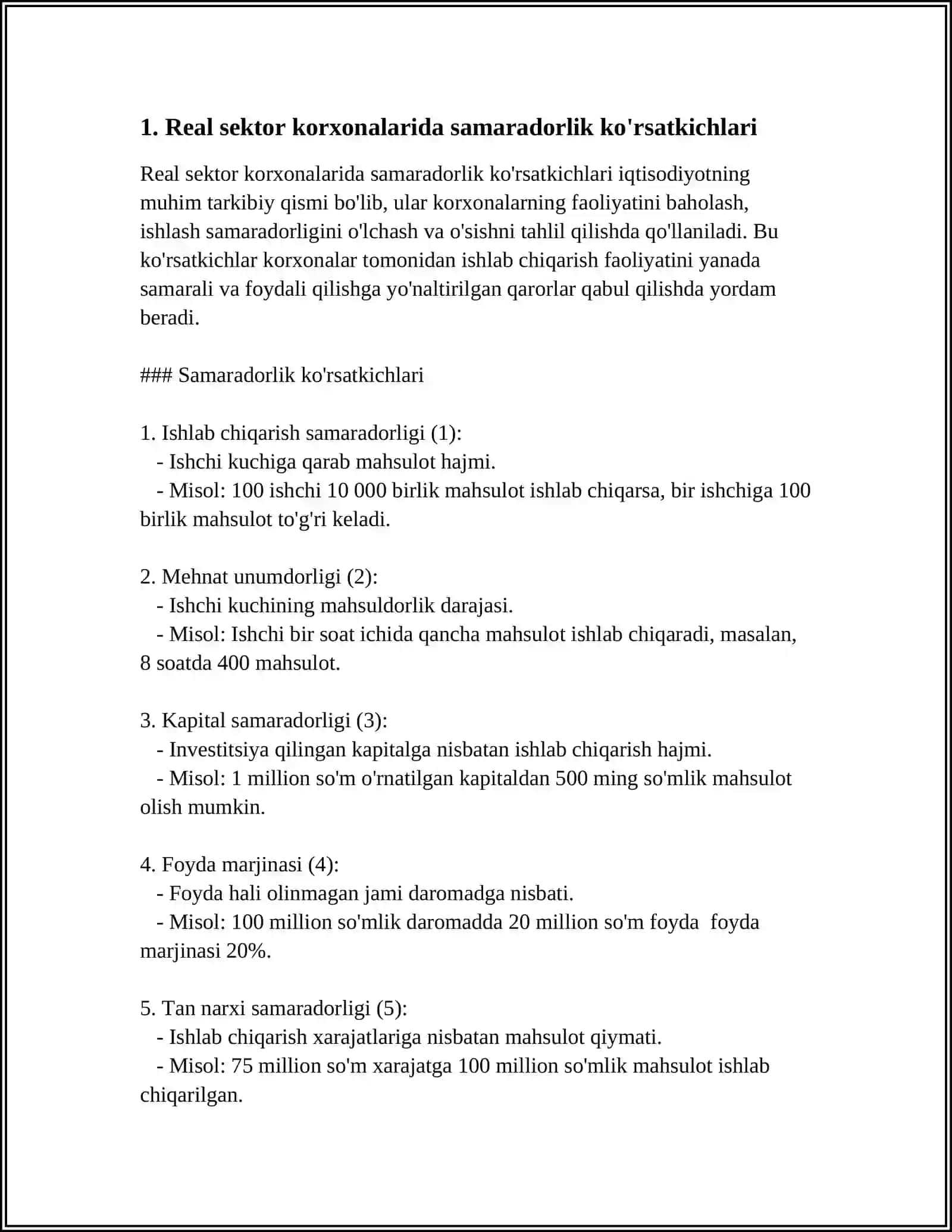 2017-2021- YILLARDA O'ZBEKISTON RESPUBLIKASINI RIVOJLANTIRISHNING BESHTA USTUVOR YO'NALISHLARI BO'YICHA HARAKATLAR STRATEGIYASI BO'YICHA CHORA TADBIRLAR DASTURI ASOSIDA REAL SEKTOR KORXONALARIDA MAHSULOT ISHLAB CHIQARISH SAMARADORLIGINI OSHIRISHNING EKONOMETRIK TAHLILI 4