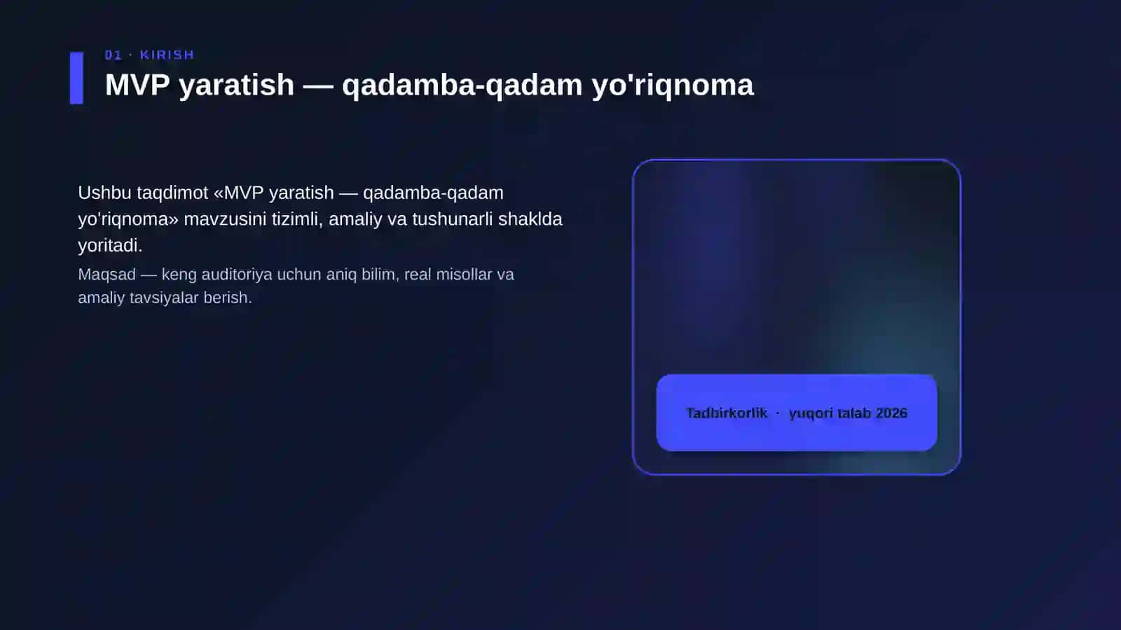 MVP yaratish — qadamba-qadam yo'riqnoma 4