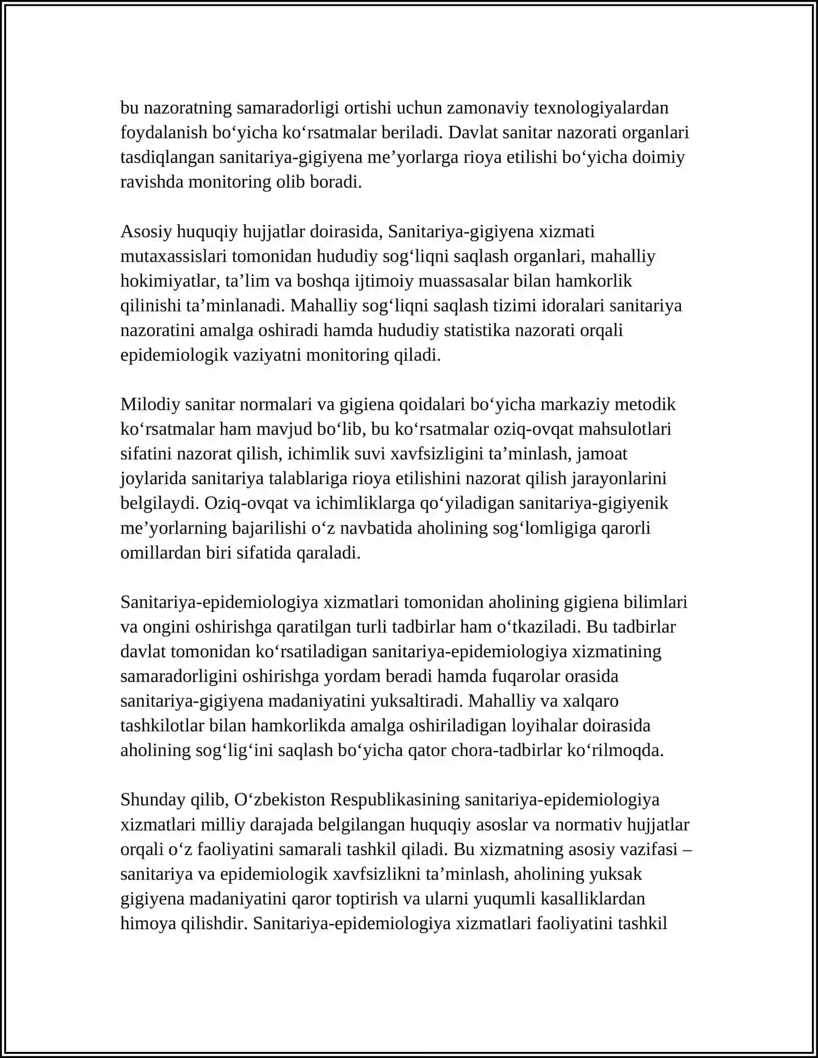 SANITARIYA EPIDEMIOLOGIYA XIZMATINI UYUSHTIRISH 4