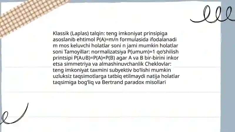 Ehtimollar nazariyasi talqini 4