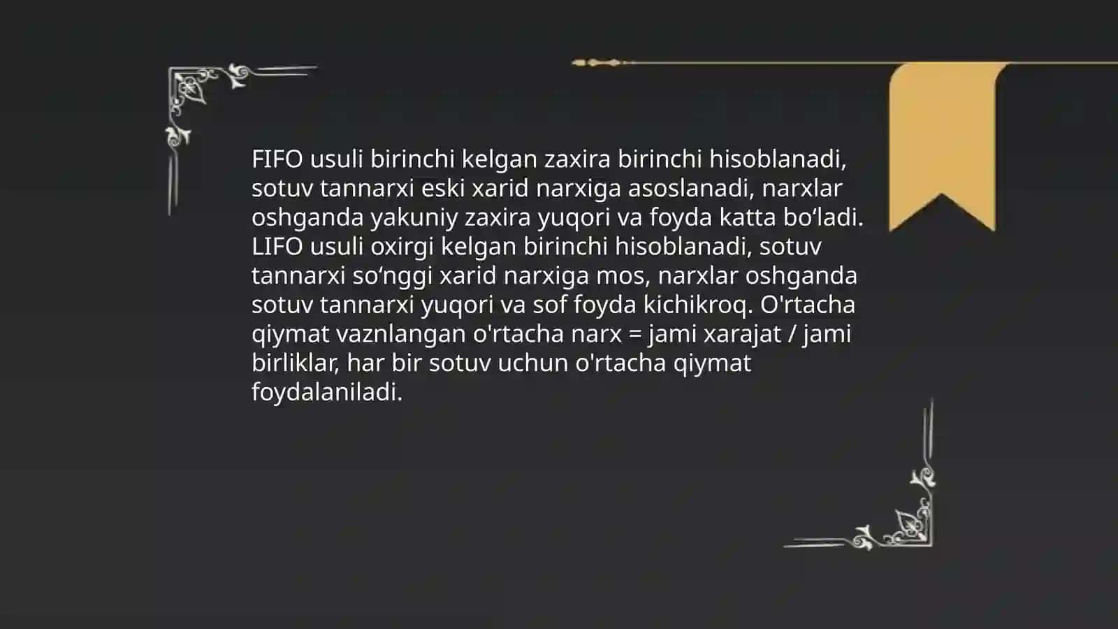 Tovar moddiy zahiralar hisobi 4