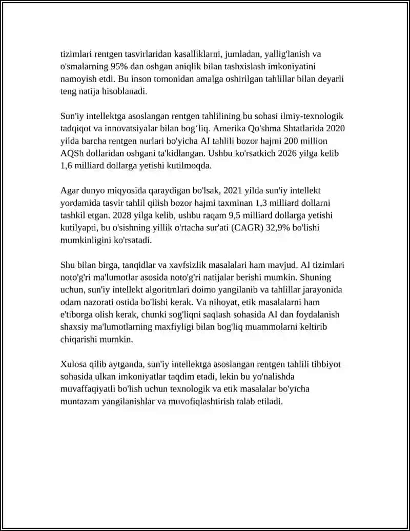 SUN'IY INTELEKT TEXNOLOGIYALARI ASOSIDA TIBBIYOTDA TURLI KASLIKLARNI DIAGNOSTIKA QILISH 4