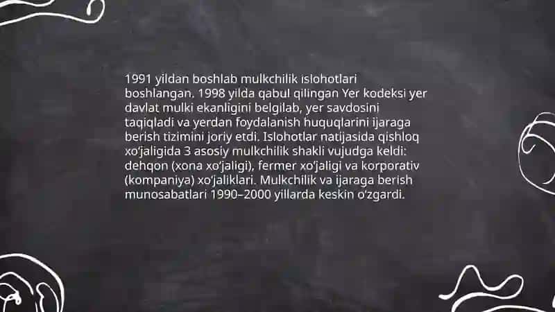 Mustaqillik yillarida qishloq xójaligi sanoat sohasidagi ózgarishlar 4