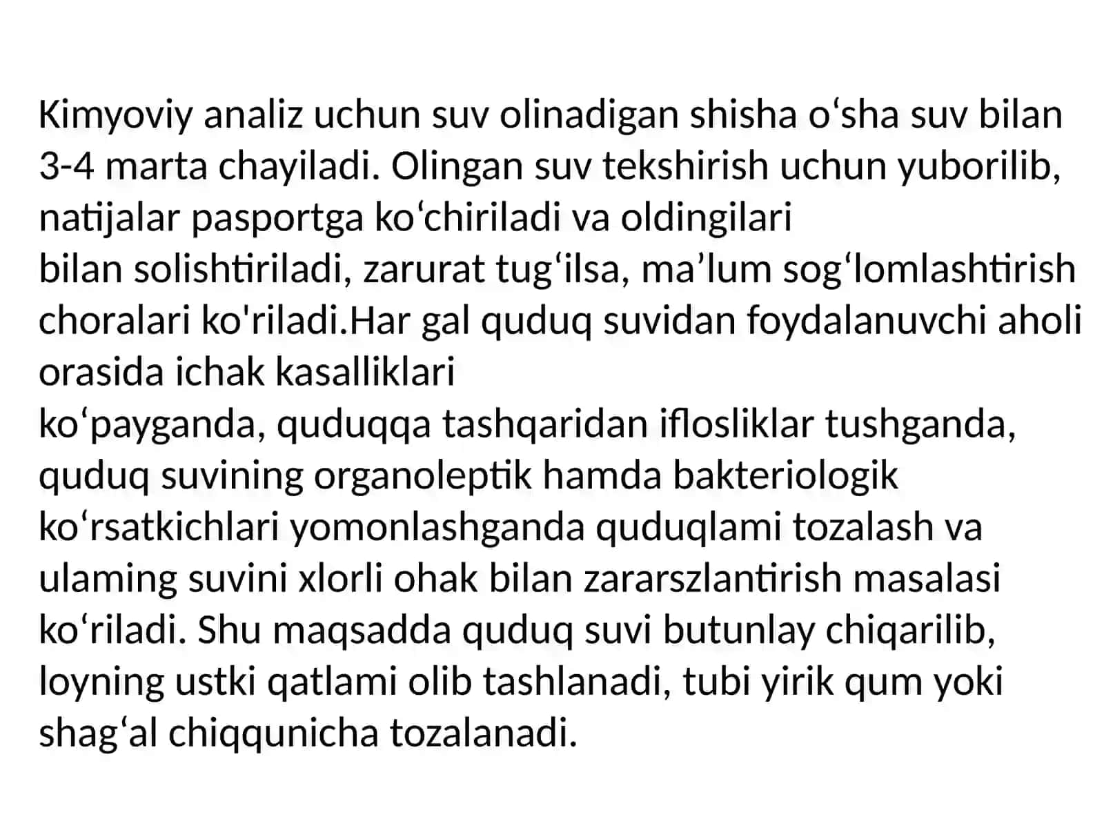 Mahalliy va markazlashgan suv taʼminoti haqida tushuncha. Va ularning gigiyenik ahamiyati 4