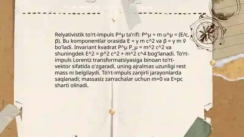 Relyativistik dinamika elementlari 4