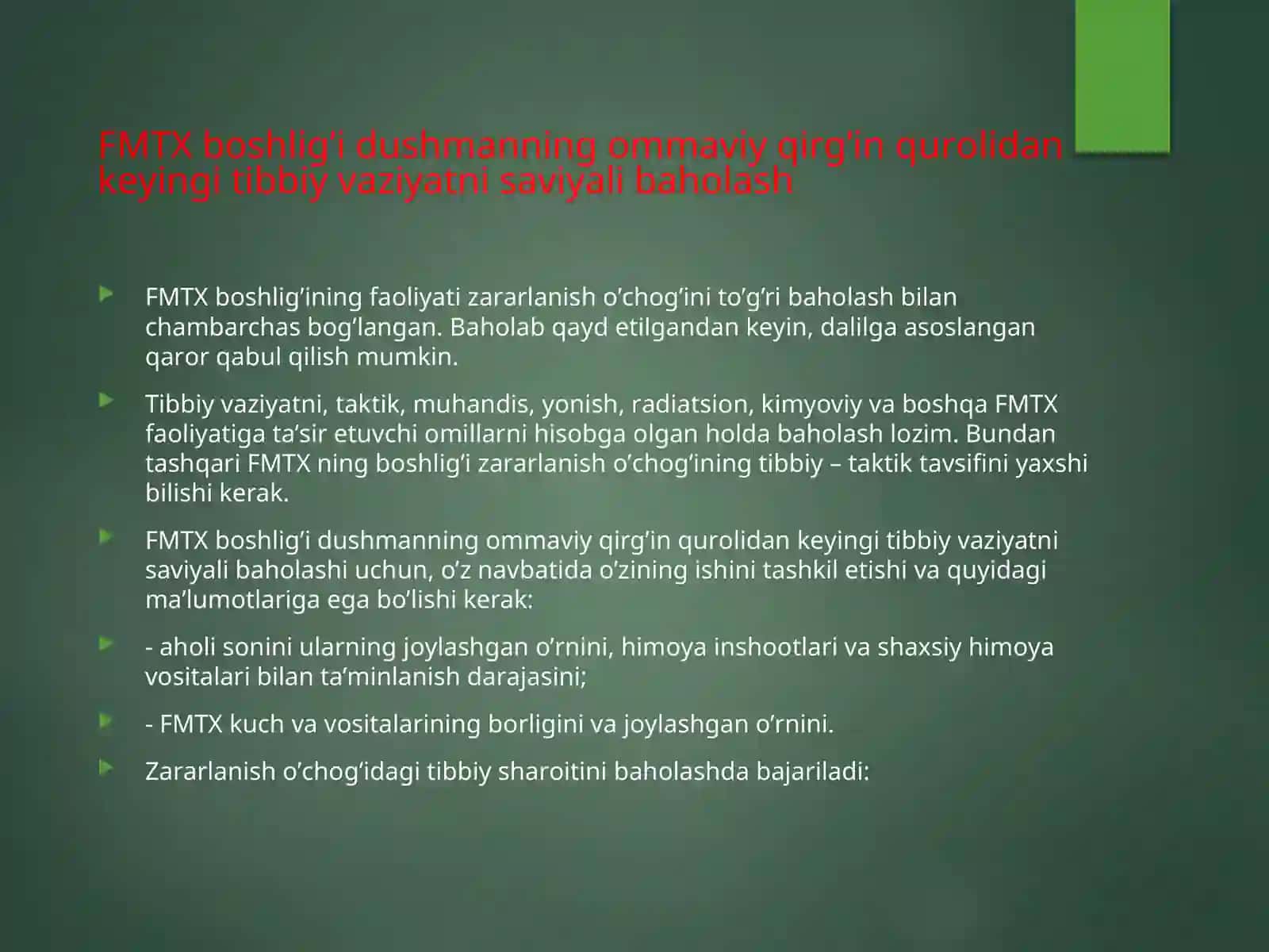 SHIKASTLANGAN O’CHOQLARDA DASTLABKI TIBBIY YORDAMNI TASHKIL QILISH 4