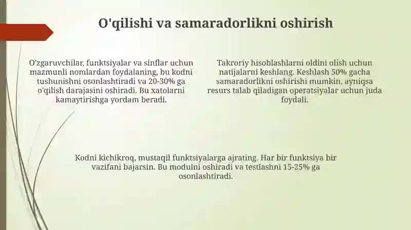 Sifatli kod yozish qoidalari 4