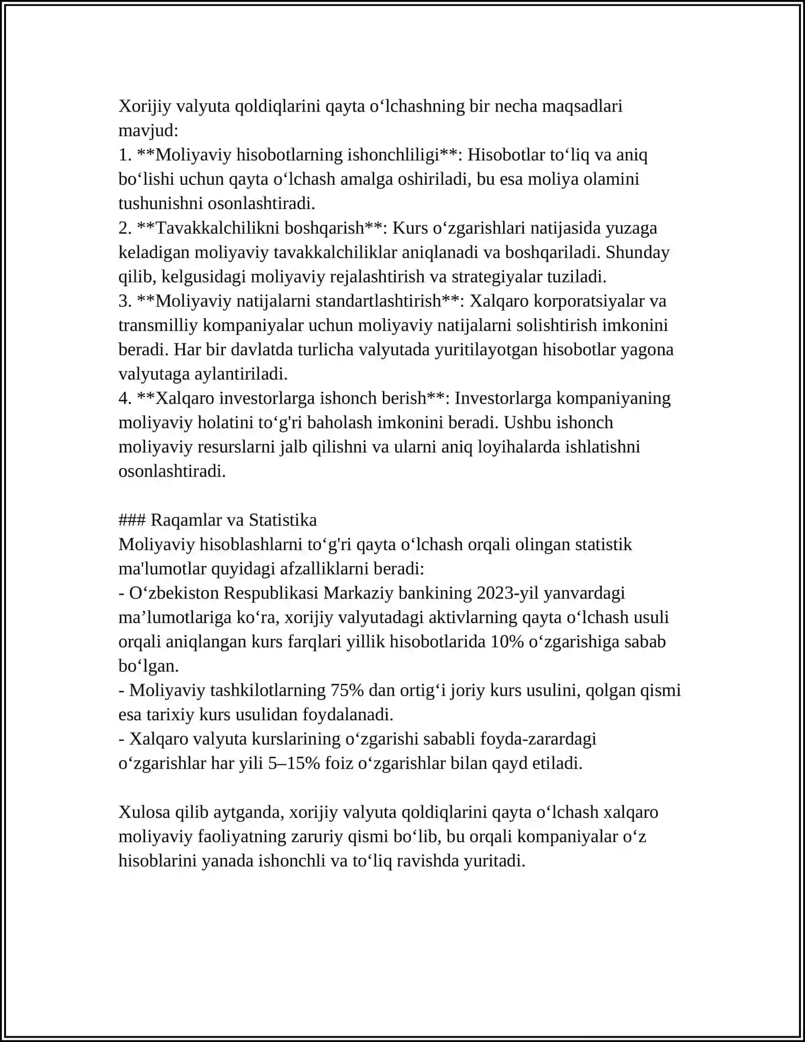 XORIJIY VALYUTA QOLDIQLARINI QAYTA O'LCHASH 4