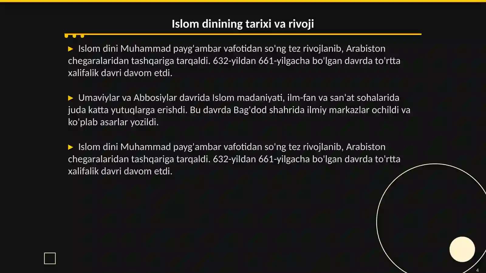Islom dinining paydo bo'lish tarixi. Islom dinining aqidaviy maktablari 4